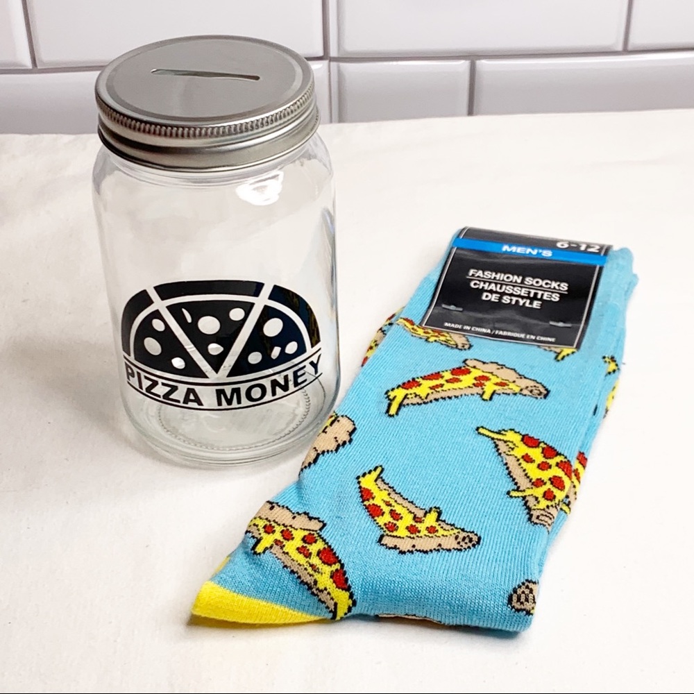 Men’s 2 Piece 🍕Pizza Money Bank & Sock Gift Set